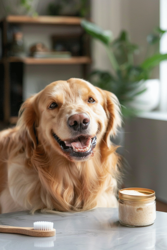u3699335285 close up of a happy golden retriever with sparkli e73a9241 fb1c 41c5 a768 053e1ba6c212 0